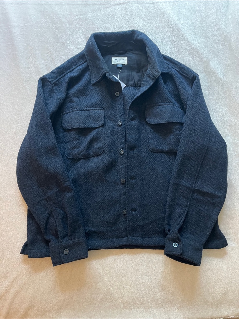 NWT American Eagle Textured Wool Blend Overshirt Jacket Charcoal Men’s L